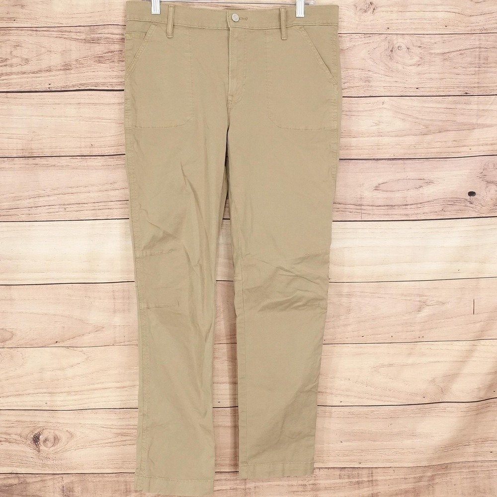 Lucky Brand Pants Womens 10 Beige The Cargo Straight Stretch Twill 34x28 Casual